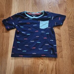 Ben Sherman Navy Kids Tee with Colorful Car Print